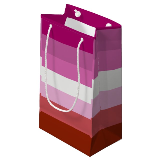 Petit Sac Cadeau Drapeau de fierté lesbienne (Origine) (Devant Angle)