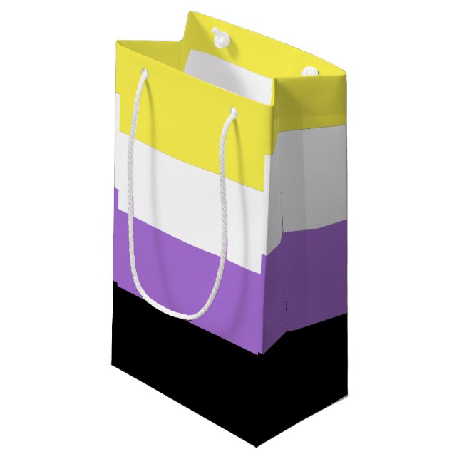 Petit Sac Cadeau Drapeau de fierté non binaire (Devant Angle)