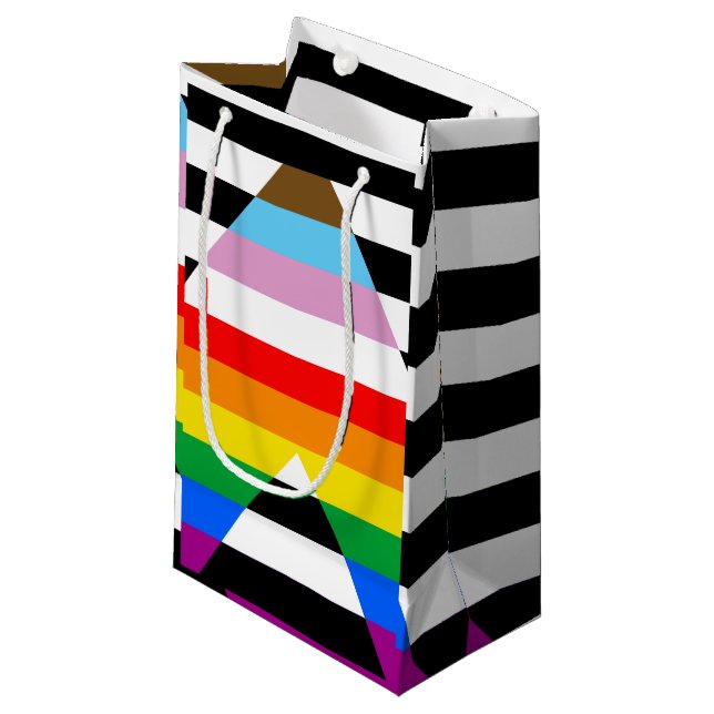 Petit Sac Cadeau Drapeau de la fierté de progrès d'allié (Devant Angle)