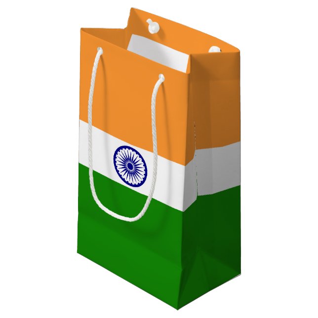 Petit Sac Cadeau Drapeau de l'Inde (Devant Angle)