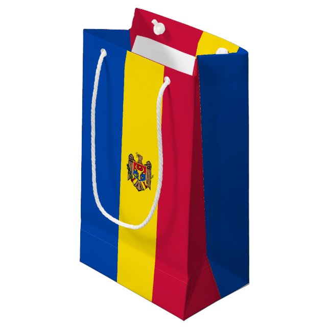 Petit Sac Cadeau Drapeau de Moldavie (Devant Angle)