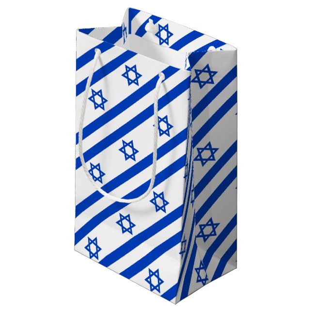 Petit Sac Cadeau Drapeau Israël étoile bleue de David (Devant Angle)