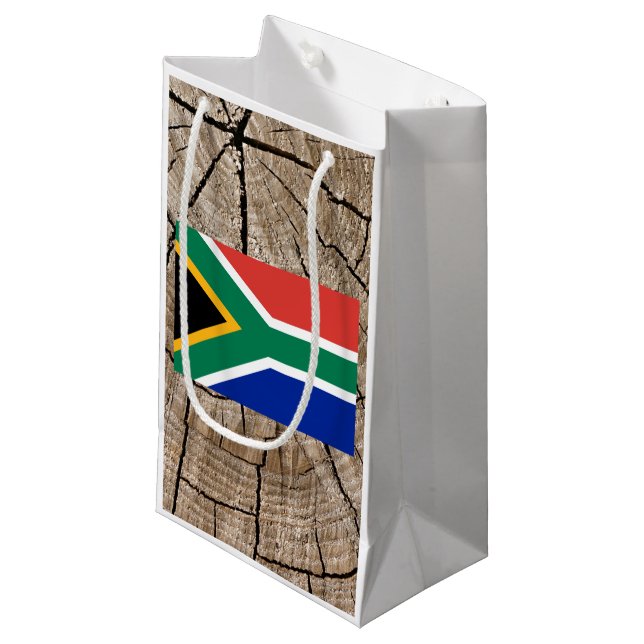 Petit Sac Cadeau Drapeau sud-africain sur l'écorce d'arbre (Devant Angle)
