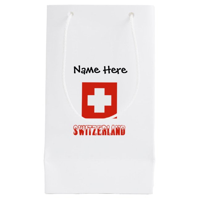Petit Sac Cadeau Drapeau suisse et suisse Personnalisé (Devant)