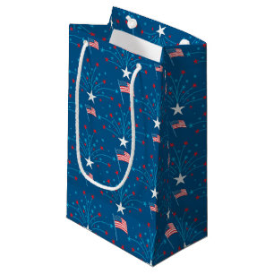 Petit Sac Cadeau Drapeaux et feux d'artifice des Etats-Unis