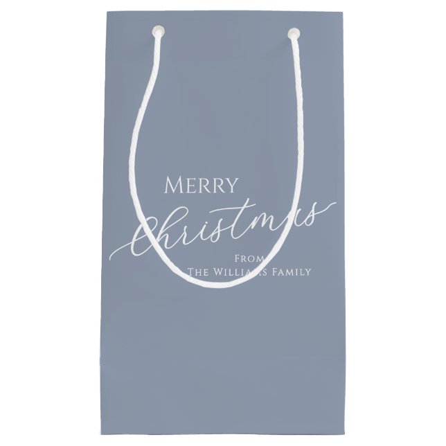 Petit Sac Cadeau Dusty Blue Modern Minimalist Merry Christmas (Devant)