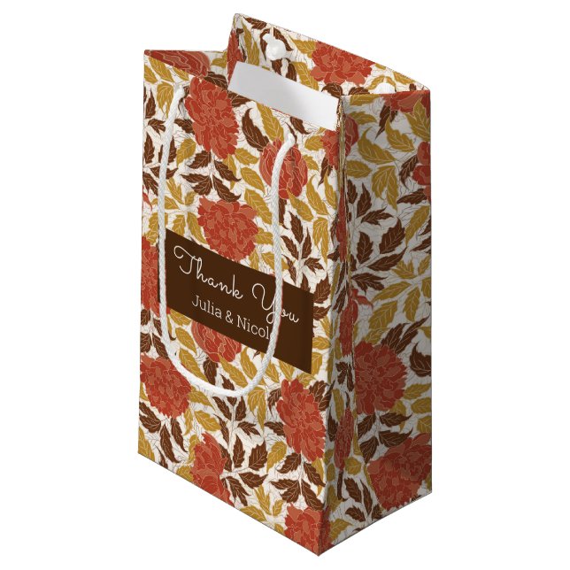 Petit Sac Cadeau Dusty Brunt Orange Peony Flowers Mariage de automn (Devant Angle)