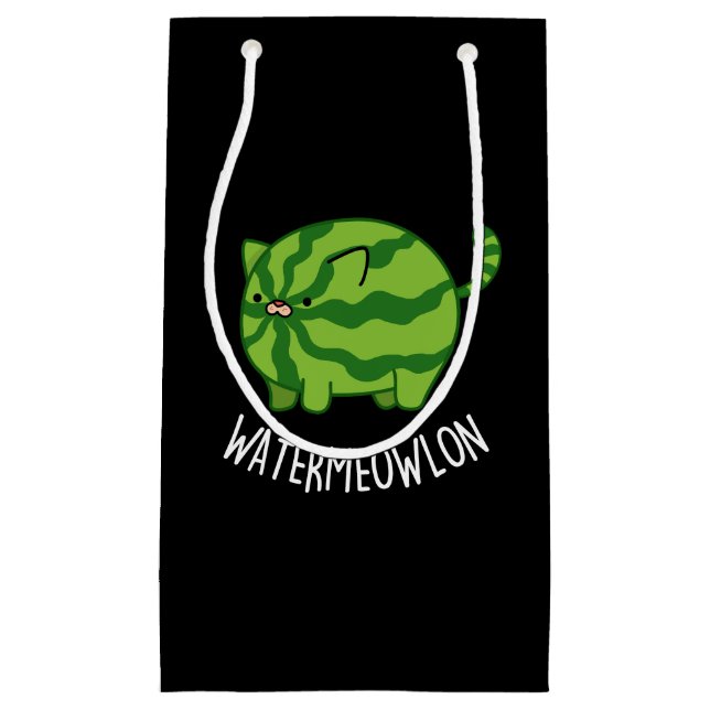 Petit Sac Cadeau Eau-fond lon Funny Watermelon Chat Pun Dark BG (Devant)