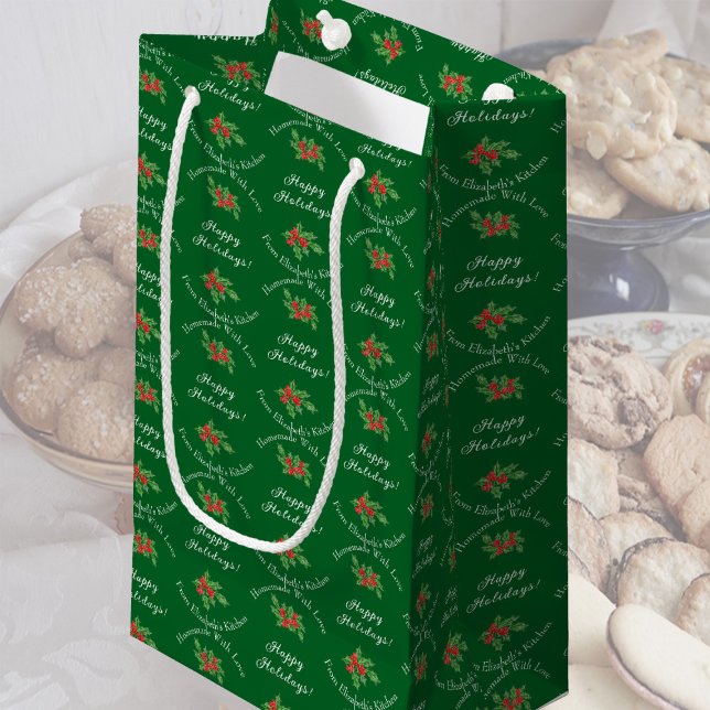 Petit Sac Cadeau Editable Holiday Baking Cadeau Vert Joyeux Vacance (Créateur téléchargé)