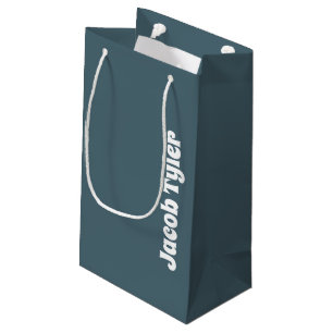 Petit Sac Cadeau Elégance Muted - Petite ardoise Bleue Nom Cadeau S