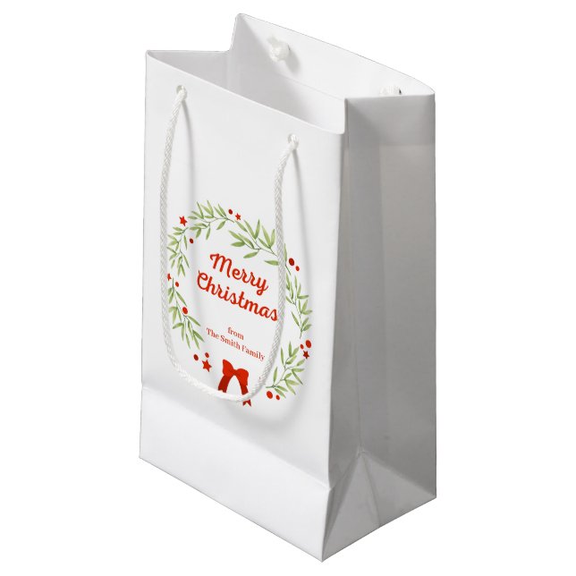 Petit Sac Cadeau Elegant Christmas wreath and stars (Devant Angle)