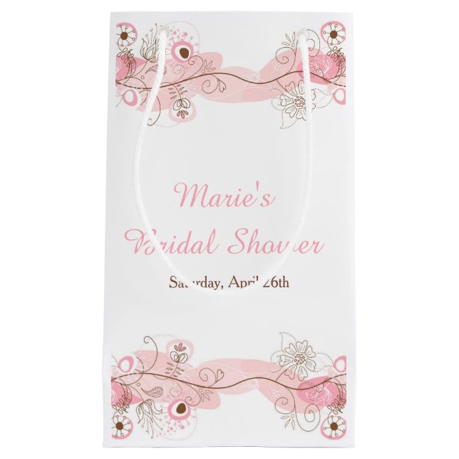 Petit Sac Cadeau Elegant Floral Twist Bridal Shower in Pink (Devant)