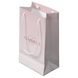 Petit Sac Cadeau Élégant lettrage et monogramme Rose Ombre