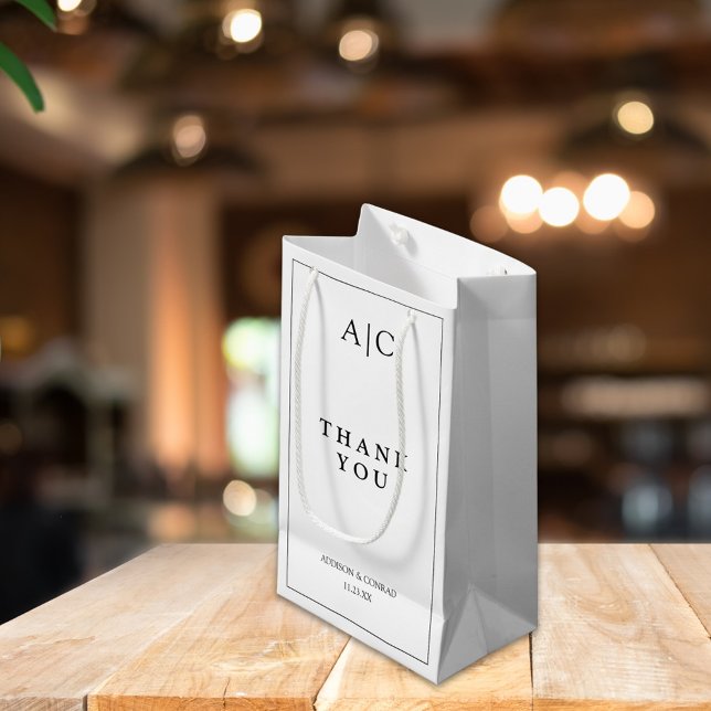 Petit Sac Cadeau Élégant Mariage de monogramme blanc (Créateur téléchargé)