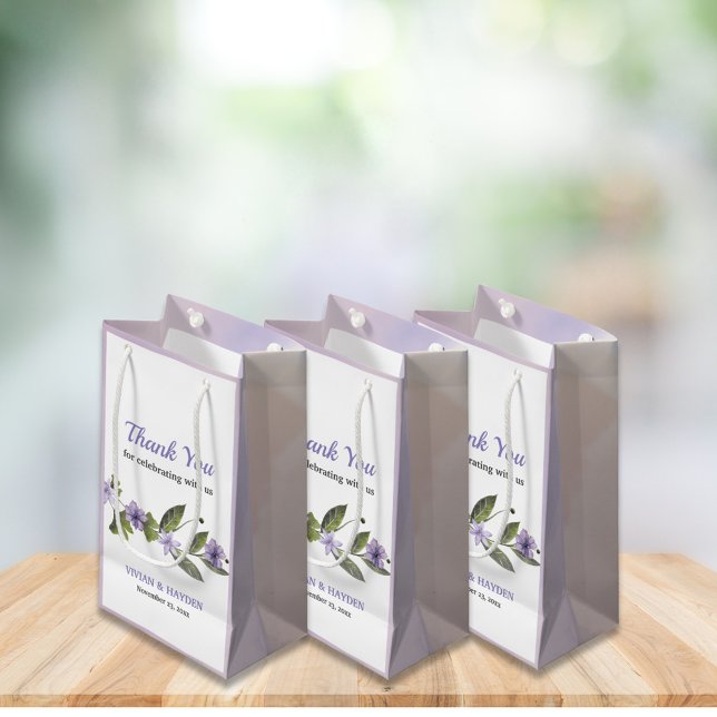 Petit Sac Cadeau Élégant Mariage floral violet (Créateur téléchargé)