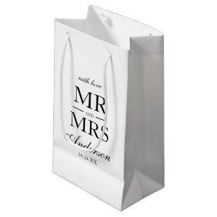 Petit Sac Cadeau Élégant Mariage moderne noir & blanc