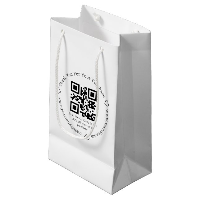 Petit Sac Cadeau élégant merci business code qr (Devant Angle)