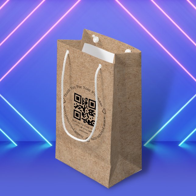Petit Sac Cadeau élégant minimalis merci affaires qr code kraft (Créateur téléchargé)