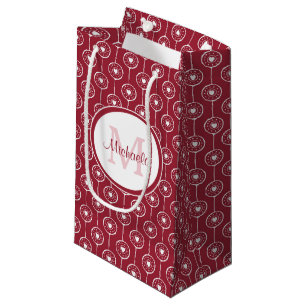Petit Sac Cadeau Élégant Monogramme de Coeurs Rouge et Blanc avec n