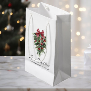 Petit Sac Cadeau Élégant Noël à l'encre de calligraphie aquarelle P