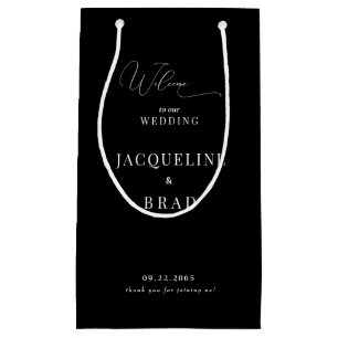 Petit Sac Cadeau Elégant Noir Chinoiserie Mariage Favor Merci