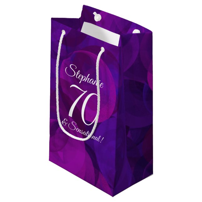 Petit Sac Cadeau Elegant Purple 70 et fête d'anniversaire sensation (Devant Angle)