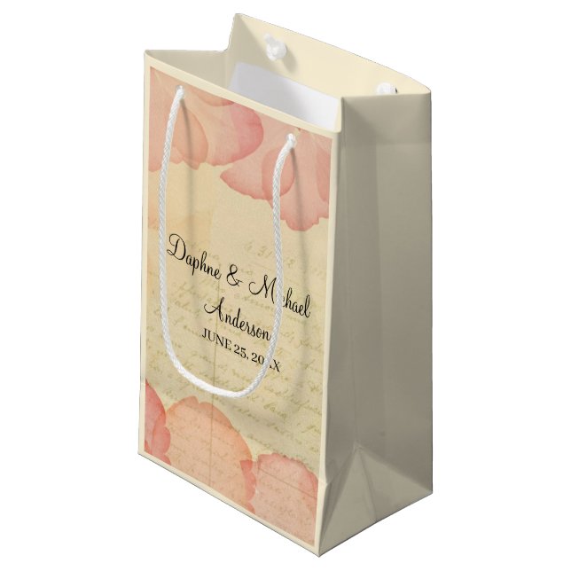 Petit Sac Cadeau Elégant Rustique rose Mariage Moderne Simple Chic (Devant Angle)