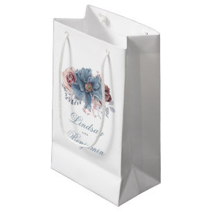 Petit Sac Cadeau Elégante aquarelle florale bleu et mauve