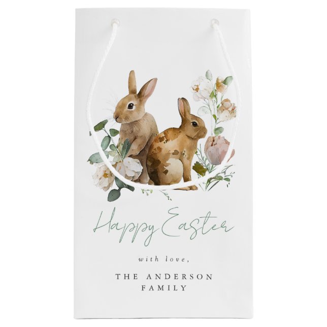 Petit Sac Cadeau Elégante aquarelle florale Pâques (Dos)