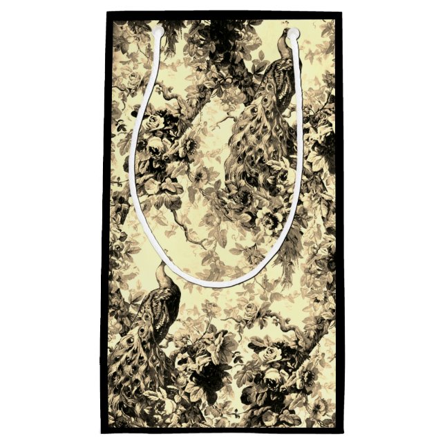 Petit Sac Cadeau Elégante toile de style victorien paon (Devant)