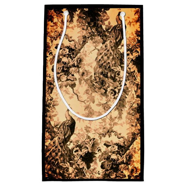 Petit Sac Cadeau Elégante toile de style victorien paon (Devant)