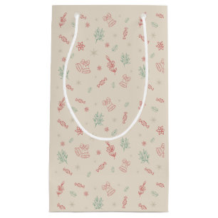 Petit Sac Cadeau Éléments de Noël minimaux mignons