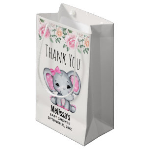 Petit Sac Cadeau Eléphant rose mignonne et Baby shower Rose
