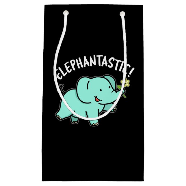Petit Sac Cadeau Elephantastic Funny Elephant Pun Dark BG (Devant)