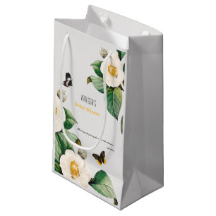 Petit Sac Cadeau Emerald Green et White Camellia