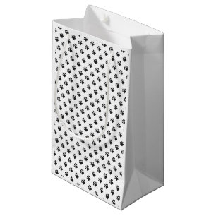 Petit Sac Cadeau Empreinte de patte moderne Motif noir blanc pour a