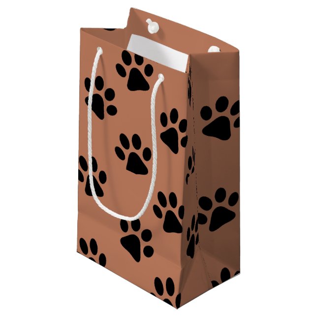 Petit Sac Cadeau Empreintes de pattes de chiens Brown (Devant Angle)
