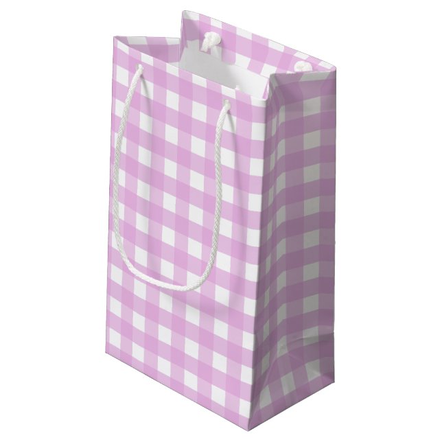 Petit Sac Cadeau En vichy rose pâle (Dos Angle)