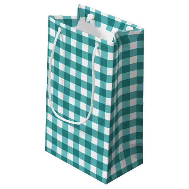 Petit Sac Cadeau en vichy turquoise (Dos Angle)