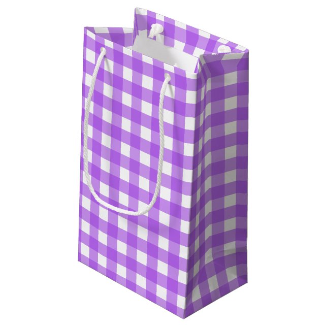 Petit Sac Cadeau En vichy violet brillant (Dos Angle)