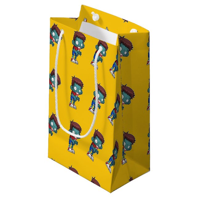 Petit Sac Cadeau Enfant zombie vert orange (Devant Angle)