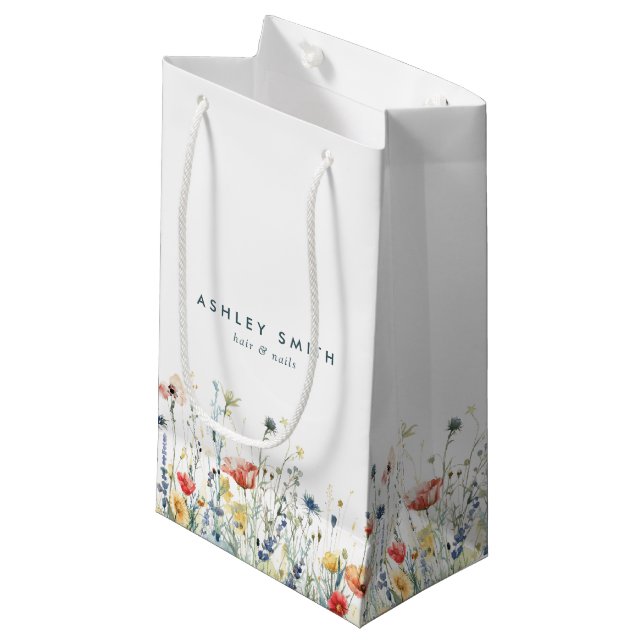 Petit Sac Cadeau Entreprise Fleur sauvage dynamique (Devant Angle)