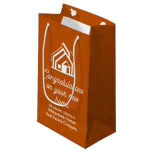 Petit Sac Cadeau Entreprise immobilière Orange Realtor personnalisé