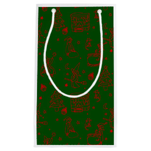 Petit Sac Cadeau épiphanie noël sorcière befana vert