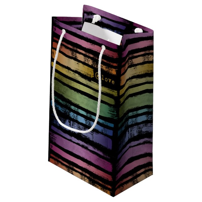 Petit Sac Cadeau Equality Love Rainbow Brush Strokes LGBTQ ID656 (Dos Angle)