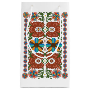 Petit Sac Cadeau Estonien vintage art folklorique motif floral