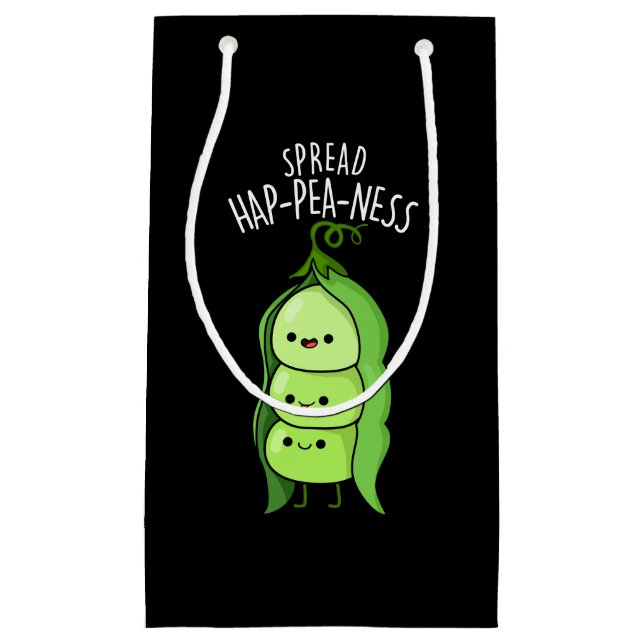 Petit Sac Cadeau Étaler Hap-Pea-ness Funny Peas Pun Dark BG (Devant)