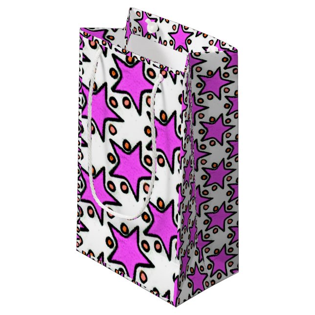 Petit Sac Cadeau Étoiles roses (Devant Angle)