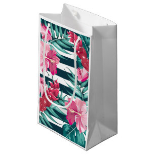 Petit Sac Cadeau Exotic Summer Floral rayé