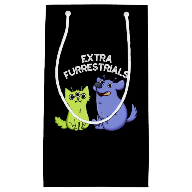 Petit Sac Cadeau Extra Furrestries Funky Alien Furry Pun Dark BG (Devant)